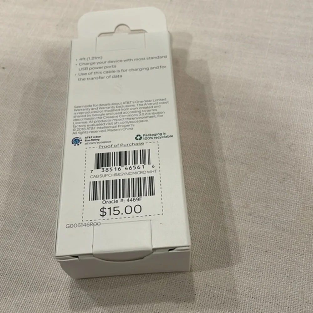 AT&T Cable for Micro-USB White Android Cable